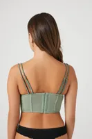 Women's Sheer Mesh Cropped Corset Cami in Tea Large