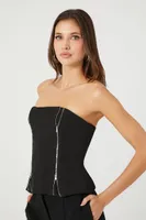 Women's Dual Zip-Up Tube Top in Black Small