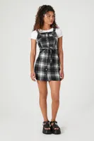 Women's Plaid Tee Combo Mini Dress in Black Medium