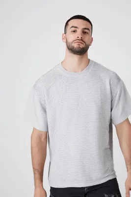 Men Textured Short-Sleeve Crew T-Shirt in Light Grey, XXL