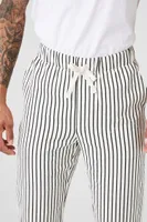 Men Striped Linen-Blend Pants in Cream, XL