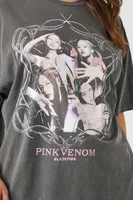 Women's Black Pink Graphic T-Shirt in Black, 0X