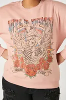 Women's Rhinestone Wild West Graphic Pullover in Pink, 0X