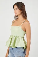 Women's Strappy Flounce Cami in Pistachio Small