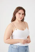 Women's Chain-Strap Cami in White, 1X