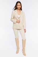 Women's Faux Suede Peak Lapel Blazer Beige