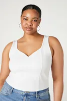 Women's Ponte Princess-Seam Tank Top in White, 1X