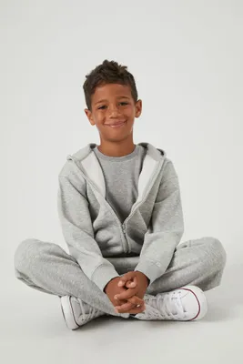 Kids Fleece Zip-Up Hoodie (Girls + Boys) in Heather Grey, 9/10