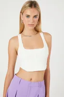 Women's Sweater-Knit Crop Top in White Medium