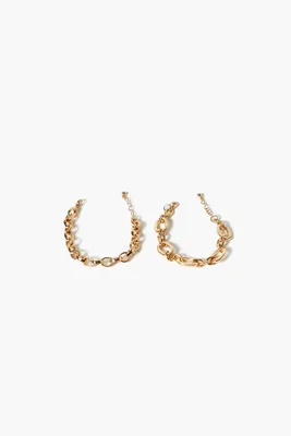 Women's Cable & Link Chain Bracelet Set in Gold