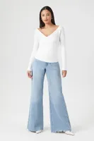 Women's Ribbed Surplice Sweater White