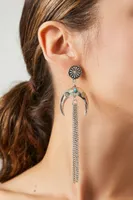 Women's Crescent Fringe Duster Earrings in Silver