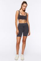 Women's Ruched Drawstring Sports Bra in Charcoal, XS