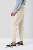 Men Twill Drawstring Joggers in Khaki Large