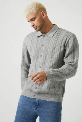 Men Cable Knit Cardigan Sweater Harbor Grey,