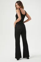 Women's Sweater-Knit Tank Top & Pants Set in Black, XS