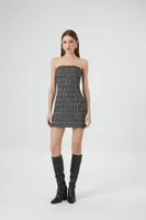 Women's Tweed Tube Mini Dress in Black, XS