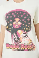 Women's Oversized Diana Ross Graphic T-Shirt in Cream, Size S/M