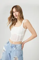 Women's Sheer Mesh Bustier Cropped Tank Top