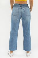 Women's Recycled Cotton Distressed Mid-Rise Baggy Jeans in Medium Denim, 30