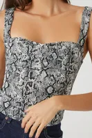 Women's Snake Print Bustier Top Black/White