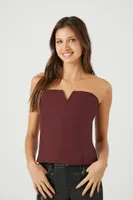 Women's Twill V-Wire Tube Top in Wine Medium