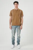 Men Striped-Trim Polo Shirt Deep Taupe/Taupe