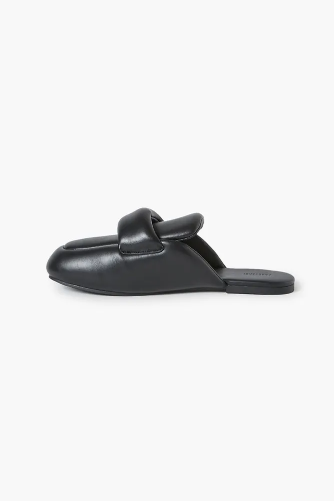 Women's Slip-On Faux Leather Mules Black,