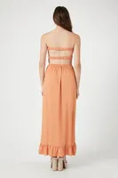 Women's High-Low Caged Dress in Coral, XS