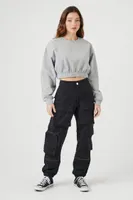 Women's Cropped Fleece Crew Pullover Heather Grey