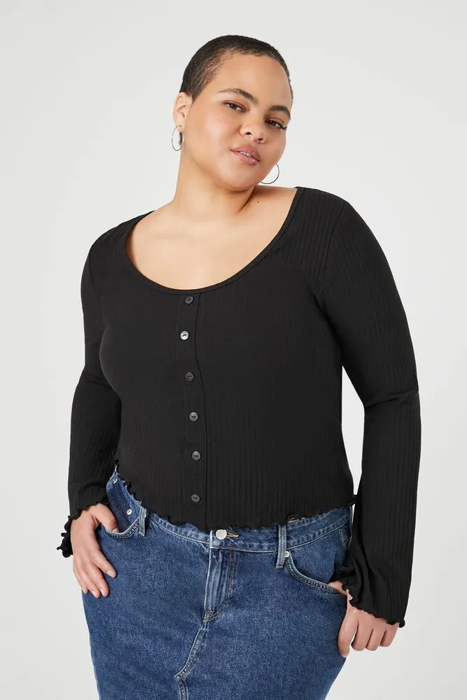 Ribbed Open-Shoulder Crop Top