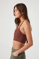 Women's Smocked Tie-Back Crop Top in Cappuccino Medium