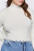 Women's Sharkbite Mock Neck Sweater in Vanilla, 0X