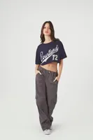 Women's Courtland Graphic Cropped T-Shirt in Navy Medium