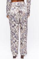 Women's Abstract Marble Print Trouser Pants in Cream Small