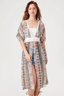 Women's Ornate Print Longline Kimono