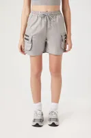 Women's Drawstring Cargo Shorts in Silver Medium