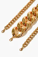 Women's Curb Chain Bracelet Set in Gold