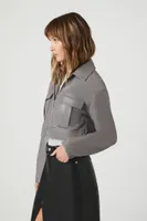 Women's Faux Leather Cropped Jacket