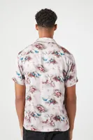 Men Satin Angel Print Shirt