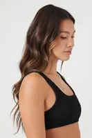 Women's Seamless Square-Neck Bikini Top in Black Medium