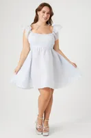 Women's Organza Mini Dress in Baby Blue, 0X