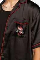 Men Youth of Today Graphic Satin Shirt in Black/Red Large