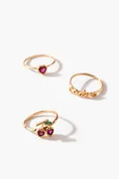 Women's Frasier Sterling Faux Gem Cherry Ring Set in Gold, 7