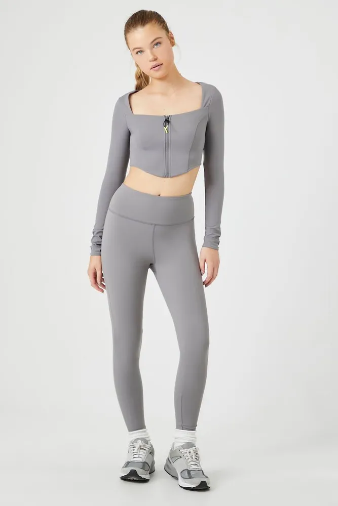 Forever 21 Women's Active Seamless Heathered Leggings in Heather