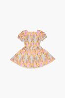 Girls Butterfly Print Dress (Kids) Yellow,