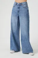 Women's High-Rise Wide-Leg Jeans in Medium Denim, 28