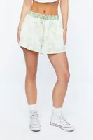 Women's Inverted Floral Print Shorts in Vanilla Small