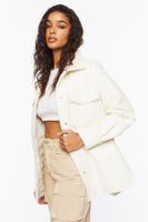 Women's Faux Leather & Faux Shearling Jacket in Ivory Large