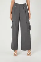 Women's Twill Wide-Leg Cargo Pants in Charcoal Small